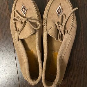 Mocassins- worn a couple of times inside as indoor slippers. Like new condition.